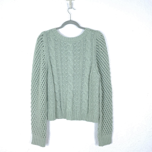 LoveShackFancy Rosie Cabled Knit Cozy Metallic Alpaca Sweater - Picture 5 of 8